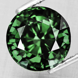 5.70 mm { 1.01 cts } Round Cut AAA Fire Intense Dark Green Sapphire { Flawless-VVS }