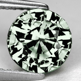 5.50 mm { 0.81 cts } Round Machine Cut Extreme Brilliancy Natural Titanium Green Sapphire { Flawless-VVS }--AAA Grade
