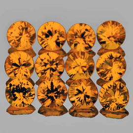 2.50 mm 12 pcs Round Brilliant Machine Cut Extreme Brilliancy Natural Fanta Orange Sapphire {Flawless-VVS}--AAA Grade