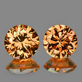 3.70 mm 2 pcs Round Brilliant Machine Cut Extreme Brilliancy Natural AAA Fanta Orange Sapphire {Flawless-VVS}--AAA Grade