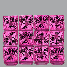 2.20 mm 12 pcs Square Princess Cut Extreme Brilliancy Premium AAA Pink Sapphire Natural {Flawless-VVS}--AAA Grade