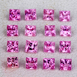 1.80 mm 16 pcs Square Princess Cut Extreme Brilliancy Intense Pink Sapphire Natural {Flawless-VVS}--AAA Grade