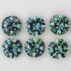 3.00 mm 6 pcs Round Machine Brilliant Cut Extreme Brilliancy AAA Teal Blue Green Sapphire Natural {Flawless-VVS}--AAA Grade
