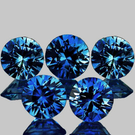 3.30 mm 5 pcs Round Machine Cut AAA Fire Natural Intense Blue Sapphire Madagascar {Flawless-VVS}--AAA Grade