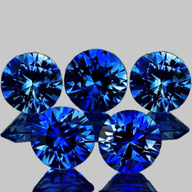 3.30 mm 5 pcs Round Brilliant Cut Extreme Brilliancy Natural Intense Blue Sapphire {Flawless-VVS}--AAA Grade