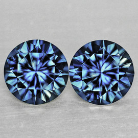3.80 mm 2 pcs Round Machine Brilliant Cut Extreme Brilliancy AAA Teal Blue Sapphire Natural {Flawless-VVS}--AAA Grade