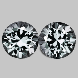 3.50 mm 2pcs Round Machine Brilliant Cut Extreme Brilliancy Rare Steel Blue Grey Sapphire { Flawless-VVS }--UNHEATED