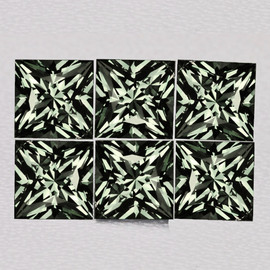3.00 mm 6 pcs Square Princess Cut Extreme Brilliancy Rare Steel Champagne Green Sapphire { Flawless-VVS }--UNHEATED