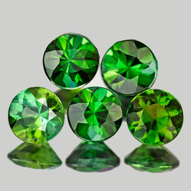 4.00 mm 5 pcs Round Brilliant Cut AAA Fire Natural Mix Chrome Green Tourmaline {Flawless-VVS}