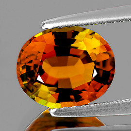 9.5x7.5 mm { 2.18 cts} Oval AAA Fire Bi Color Yellow Orange Tourmaline Natural {Flawless-VVS1}--AAA Grade