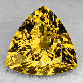 9.00 mm { 2.21 cts} Trilliant Brilliant Cut Extreme Brilliancy Natural Intense Golden Yellow Tourmaline {Flawless-VVS1}--AAA Grade