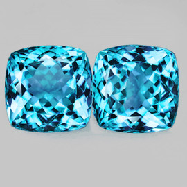 12.50 mm 2pcs { 19.04 cts } Cushion Brilliant Cut Extreme Brilliancy Intense Sky Blue Topaz Natural {Flawless-VVS1}--AAA Grade