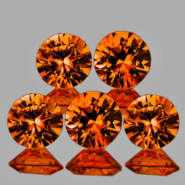 3.80 mm 5 pcs Round Brilliant Cut Extreme Brilliancy AAA Mandarin Orange Spessartite Garnet Natural (Flawless-VVS1}--AAA Grade