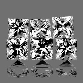 1.30 mm 6 pcs Square Princess Cut Extreme Brilliancy Natural White Diamond Color D-F { VVS }--AAA Grade