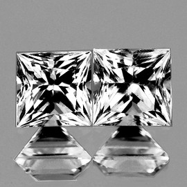 1.90 mm 2 pcs Square Princess Cut Extreme Brilliancy Natural White Diamond Color D-F { VVS }--AAA Grade