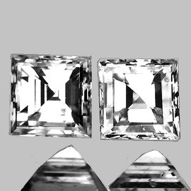 2.00 mm 2 pcs Square Emerald Cut AAA Fire Natural White Diamond Color D-F { VVS Clarity }