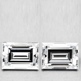 3.4x2.3 mm 2pcs { 0.27 cts} Baguette Emerald Cut Natural White Diamond Color D-F {VVS}