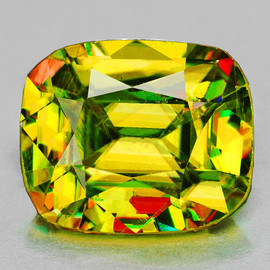 6x5 mm { 1.04 cts } Cushion Excellent Rainbow Flash Intense Yellow Sphene Natural { Flawless-VVS }--AAA Grade