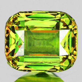 7x6 mm { 1.20 cts } Cushion Excellent Rainbow Flash Intense Yellow Green Sphene Natural { Flawless-VVS }--AAA Grade