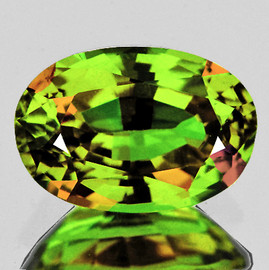 8x5.5 mm { 1.14 cts } Oval Excellent Rainbow Flash Natural AAA Green Sphene { Flawless-VVS }--AAA Grade