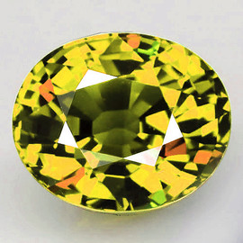 6.5x5.5 mm { 1.02 cts } Oval Red Flash Natural Golden Yellow Sphene { Flawless-VVS }