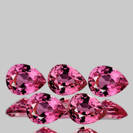 4.5x3.5 mm 5 pcs Pear Best AAA Fire Intense Pink Natural Sapphire {Flawless-VVS}--AAA Grade