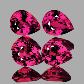 4.5x3.5 mm 5 pcs { 1.00 cts } Pear AAA Fire Intense Hot Pink Red Sapphire Natural {Flawless-VVS}--AAA Grade