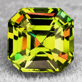 5.50 mm { 1.10 cts } Octagon Emerald Cut Excellent Rainbow Flash Natural Intense Yellow Sphene { Flawless-VVS }--AAA Grade