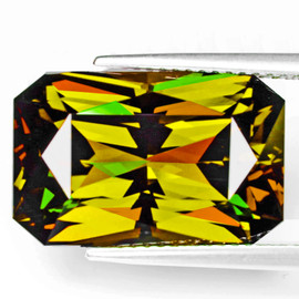 7.5x5 mm { 1.11 cts } Octagon Princess Cut Excellent Rainbow Flash Natural AAA Canary Yellow Sphene { Flawless-VVS }--AAA Grade