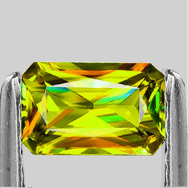 8x5 mm { 1.43 cts } Octagon Princess Cut Excellent Rainbow Flash Natural AAA Green Yellow Sphene { Flawless-VVS }--AAA Grade