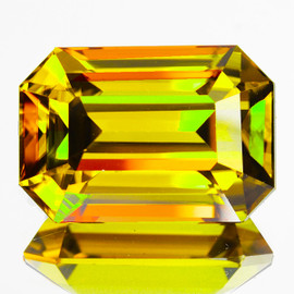 8x6 mm { 1.86 cts } Octagon Emerald Cut Excellent Rainbow Flash Natural Intense Yellow Sphene { Flawless-VVS }--AAA Grade