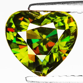 6.00 mm { 1.05 cts } Heart Excellent Rainbow Flash Natural Yellow Green Sphene { Flawless-VVS }--AAA Grade