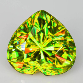 6.50 mm { 1.44 cts } Heart Excellent Rainbow Flash Natural Canary Green Sphene { Flawless-VVS }--Premium Grade