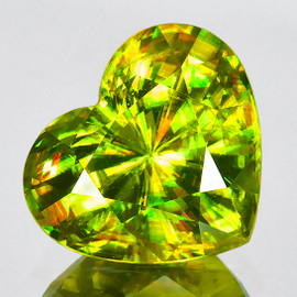 7.00 mm { 1.30 cts } Heart Excellent Rainbow Flash Natural Intense Canary Yellow Sphene { Flawless-VVS }--Premium Grade