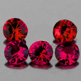 3.30 mm 5 pcs Round Brilliant Cut AAA Fire Mix Intense Red Spinel Natural {Flawless-VVS}