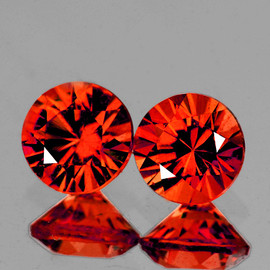 3.70 mm 2 pcs Round Brilliant Cut Best AAA Fire Intense Hot Orange Spinel Natural {Flawless-VVS}