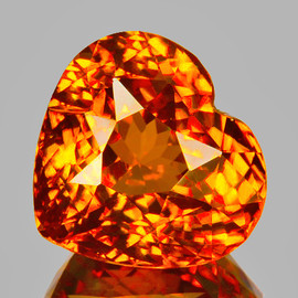 11.00 mm { 4.03 cts } Heart Brilliant Cut AAA Fire Intense Madeira Orange Citrine Natural {Flawless-VVS1}--AAA Grade