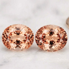 12x10 mm 2pcs { 8.49 cts} Oval Brilliant Cut Extreme Brilliancy Intense Peach Pink Morganite Natural [Flawless-VVS]--AAA Grade