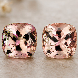 8.00 mm 2 pcs Cushion Brilliant Cut Extreme Brilliancy AAA Peach Pink Morganite Natural [Flawless-VVS]--AAA Grade