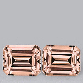 8x6 mm 2pcs { 4.00 cts } Octagon Emerald Cut Excellent Luster Natural Peach Morganite { Flawless-VVS }--AAA Grade