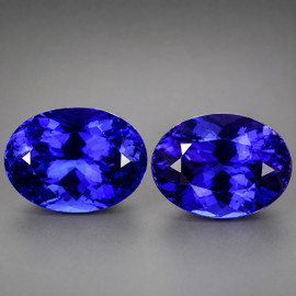 9x7 mm 2pcs { 4.31 cts} Oval Brilliant Cut Extreme Brilliancy Intense D Block Purple Blue Tanzanite Natural {Flawless-VVS1}--Premium Grade