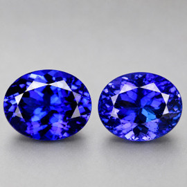 9x7 mm 2pcs { 4.26 cts} Oval Brilliant Cut Extreme Brilliancy Intense D Block Purple Blue Tanzanite Natural {Flawless-VVS1}--Premium Grade