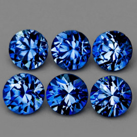 3.20 mm 6 pcs Round Machine Brilliant Cut AAA Fire Intense Bright Blue Sapphire Natural {Flawless-VVS}--AAA Grade