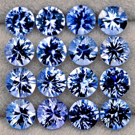 2.30 mm 16 pcs Round Brilliant Cut AAA Fire Natural Ceylon Blue Sapphire {Flawless-VVS}
