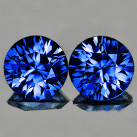 4.00 mm 2 pcs Round Brilliant Cut AAA Fire Intense Bright Bright Blue Sapphire Natural {Flawless-VVS}--AAA Grade