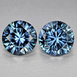 4.00 mm 2 pcs Round Machine Brilliant Cut Extreme Brilliancy AAA Teal Blue Sapphire Natural {Flawless-VVS}--AAA Grade