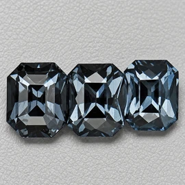 5.0-5.5 x 4.0-4.5 mm 3 pcs { 1.71 cts } Octagon Radiant Cut AAA Fire Deep Titanium Blue Spinel Natural {Flawless-VVS}