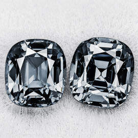 5.5x4.5 mm 2pcs { 1.29 cts} Cushion Extreme Brilliancy Titanium Gray Spinel Natural {Flawless-VVS}--AAA Grade