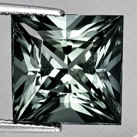 4.30 mm { 0.54 cts} Square Princess AAA Fire Titanium Green Sapphire Natural {Flawless-VVS}