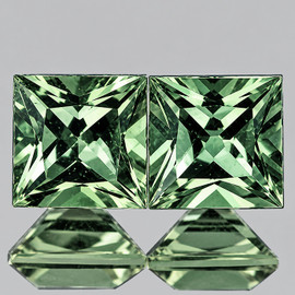 4.20 mm 2 pcs { 0.96 cts } Square Machine Princess Cut Extreme Brilliancy Natural AAA Green Sapphire Madagascar {Flawless-VVS}--AAA Grade